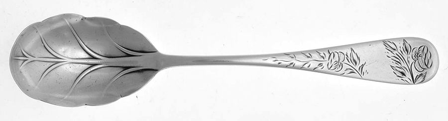 Rose-Engraved Sugar Shell Spoon by Frank Whiting-1