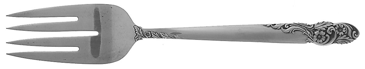 Rose of Sharon (Sterling, 1954) Large Solid Cold Meat Serving Fork by Frank Whiting-1
