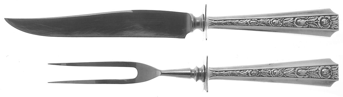 Talisman Rose (Sterling, 1948) Small Steak 2-Piece Carving Set w/Stainless Blade by Frank Whiting-1