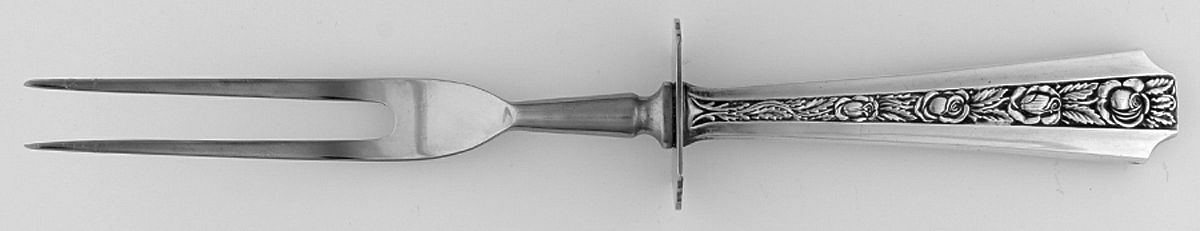 Talisman Rose (Sterling, 1948) Large Stainless-Prong Roast Carving Fork by Frank Whiting-1