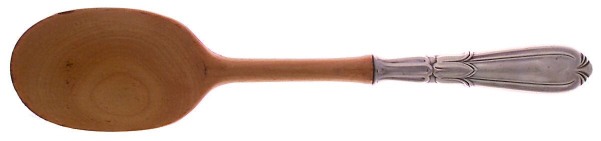 Troubadour (Sterling, 1950-1932) Salad Serving Spoon with Wooden Bowl by Frank Whiting-1