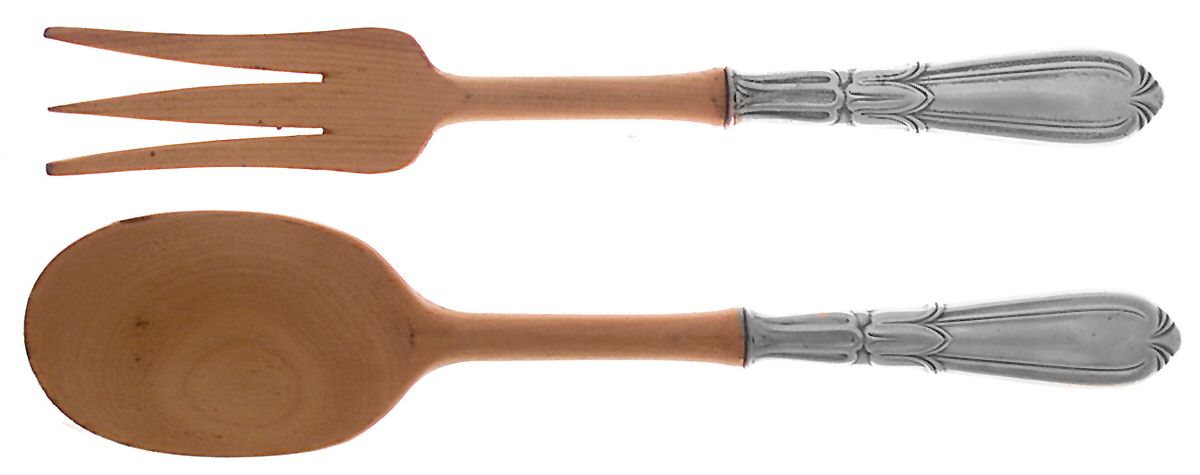 Troubadour (Sterling, 1950-1932) Wooden Bowl 2-Piece Salad Set by Frank Whiting-1