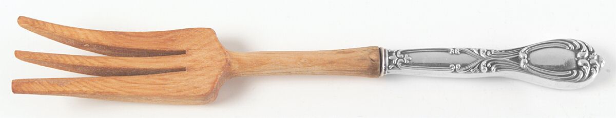 Victoria-Florence (Sterling, 1905) Salad Serving Fork with Wooden Prongs by Frank Whiting-1