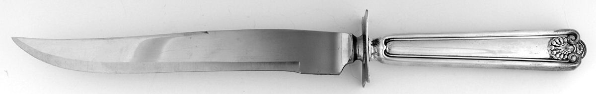 Fiddle Shell-Alden (Sterling, 1914, No Monos) Large Carving/Roast Knife StnlBl w/Sterling Guard by Frank Smith-1