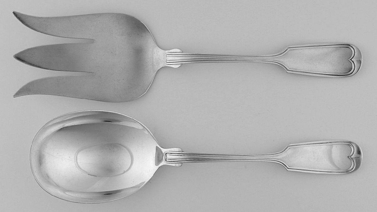 Fiddle Thread (Sterling, 1902, No Monos) (2 Pc) Solid Salad Set by Frank Smith-1