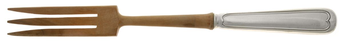 Fiddle Thread (Sterling, 1902, No Monos) Salad Serving Fork with Wooden Prongs by Frank Smith-1