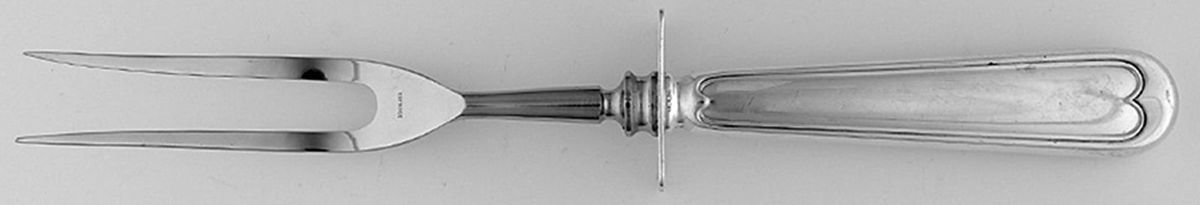 Fiddle Thread (Sterling, 1902, No Monos) Large Stainless-Prong Roast Carving Fork by Frank Smith-1