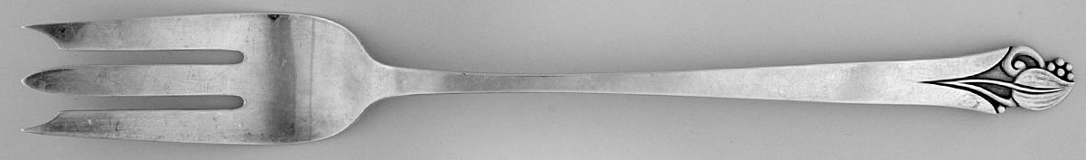Woodlily (Sterling, 1945, Satin) Oversize Solid Salad Servng Fork by Frank Smith-1