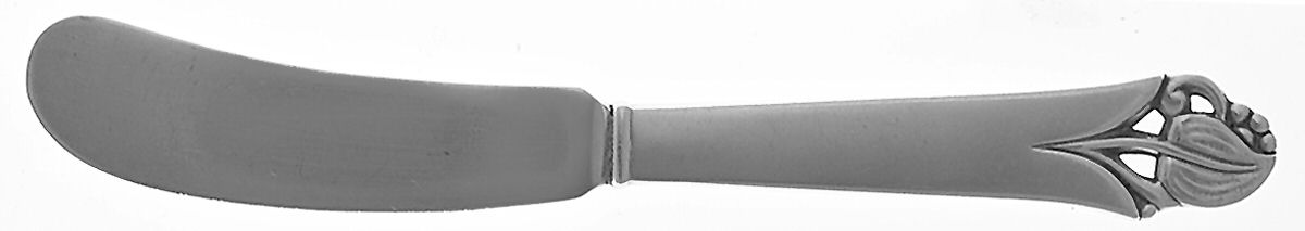 Woodlily (Sterling, 1945, Satin) Hollow Handle Paddle Butter Spreader (Solid) by Frank Smith-1