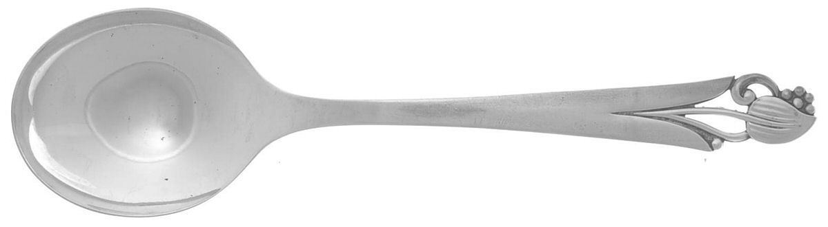 Woodlily (Sterling, 1945, Satin) Round Bowl Soup Spoon (Cream Soup) by Frank Smith-1