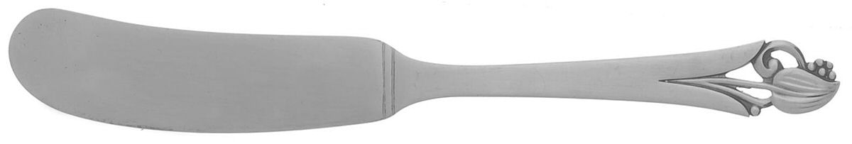 Woodlily (Sterling, 1945, Satin) Flat Handle Butter Spreader by Frank Smith-1
