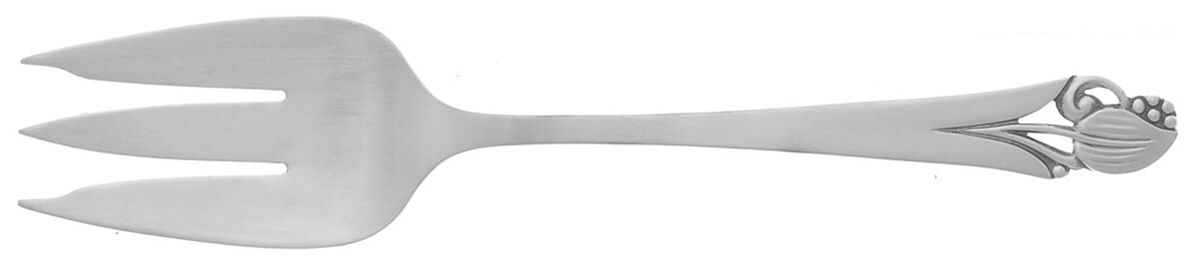 Woodlily (Sterling, 1945, Satin) Medium Solid Cold Meat Serving Fork by Frank Smith-1