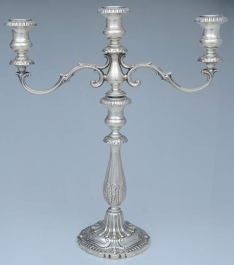 Victoria (Sterling, Hollowware) Weighted 3 Light Candelabra by Fisher Silversmiths-1
