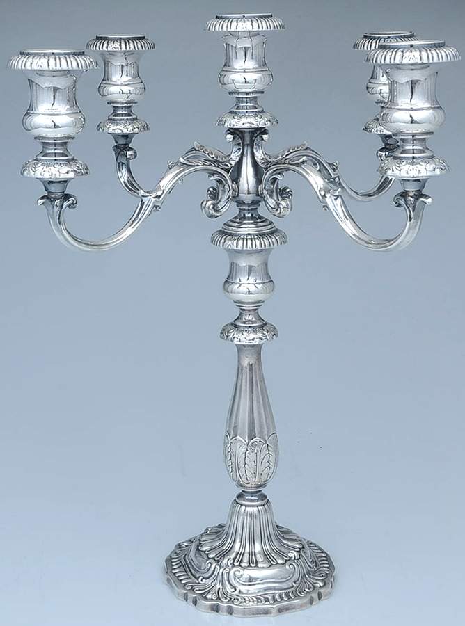 Victoria (Sterling, Hollowware) Weighted 5 Light Candelabra by Fisher Silversmiths-1