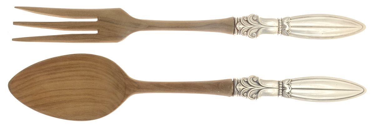FWS6 (Sterling) Wooden Bowl 2-Piece Salad Set by Frank Whiting-1