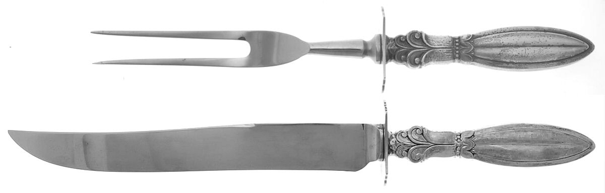 FWS6 (Sterling) Large 2-Piece Roast Carving Set w/Stainless Blade by Frank Whiting-1