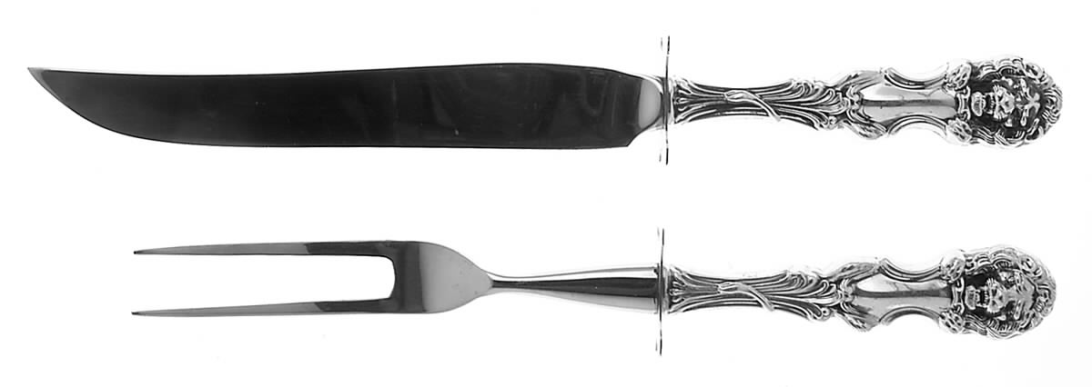 Lion (Sterling, New) Small Stainless Blade 2-Piece Steak Carving Set by Frank Smith-1