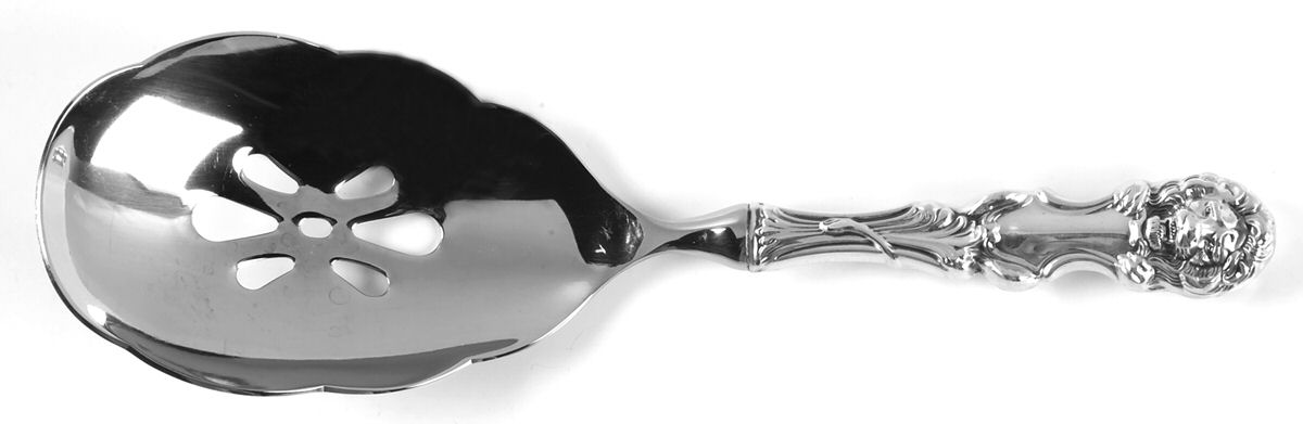 Lion (Sterling, New) Pierced Serving Spoon with Stainless Bowl by Frank Smith-1