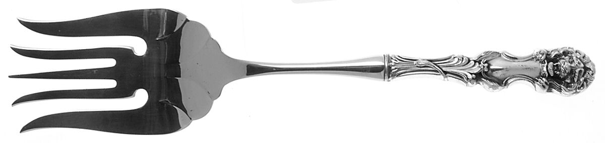 Lion (Sterling, New) Large Stainless-Tine Cold Meat Serving Fork by Frank Smith-1