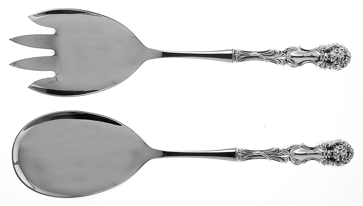 Lion (Sterling, New) 2 Pc Salad Set with Stainless Bowl by Frank Smith-1