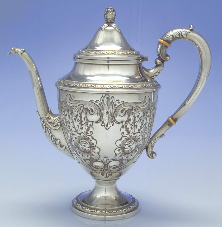Talisman Rose (Sterling, 1948, Handchased, Hollow) Coffee Pot by Frank Whiting-1