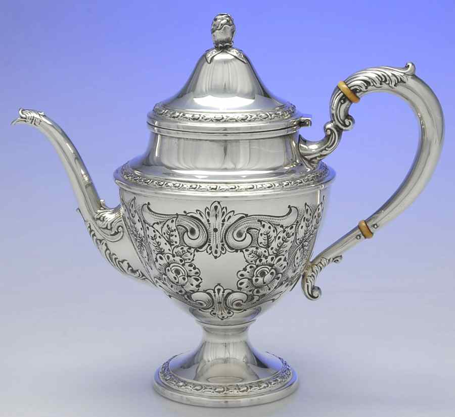 Talisman Rose (Sterling, 1948, Handchased, Hollow) Teapot by Frank Whiting-1