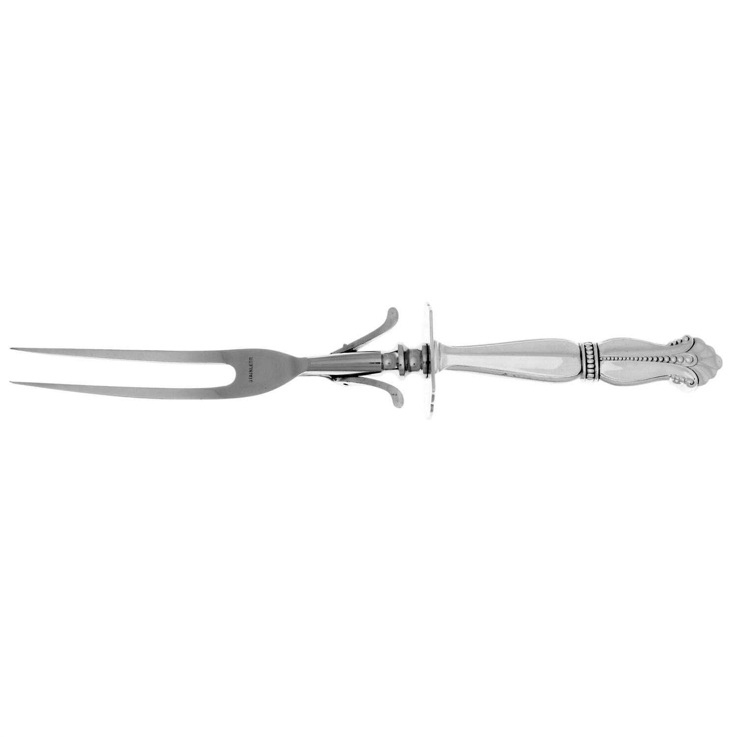 Nightingale (Sterling) Large Stainless-Prong Roast Carving Fork by Frank Whiting-1