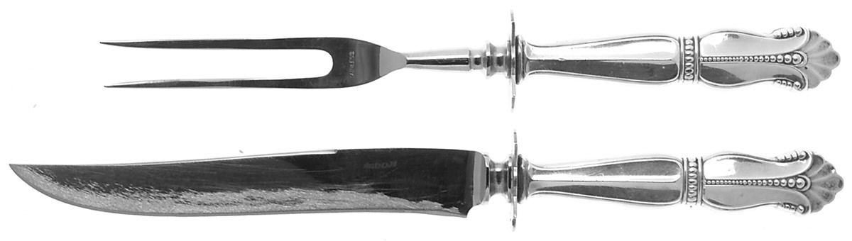 Nightingale (Sterling) Small Stainless Blade 2-Piece Steak Carving Set by Frank Whiting-1