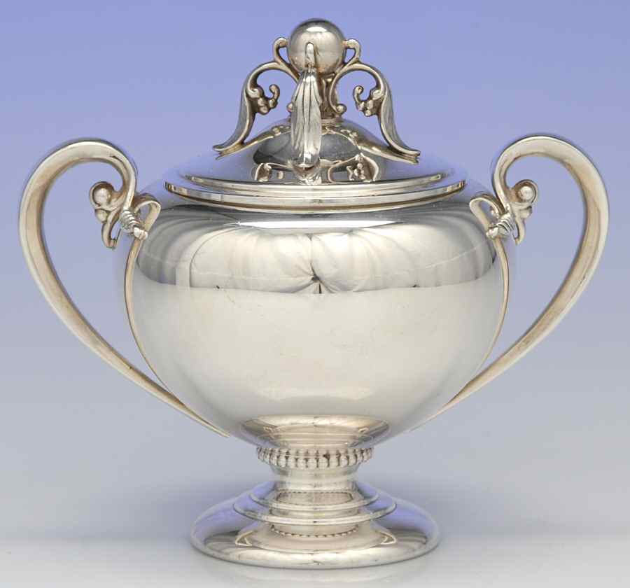 2360 (Sterling, Hollowware) Sugar Bowl & Lid by Fisher Silversmiths-1