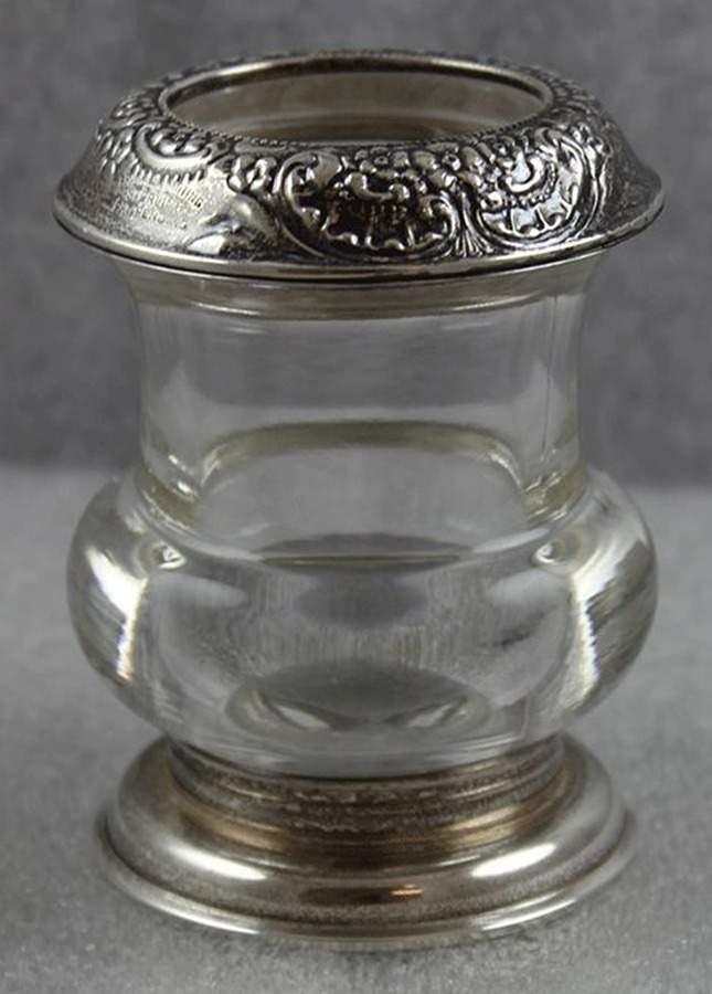 Botticelli (Sterling, 1949, Hollowware) Crystal Toothpick Holder W/Sterling Rim & Base by Frank Whiting-1