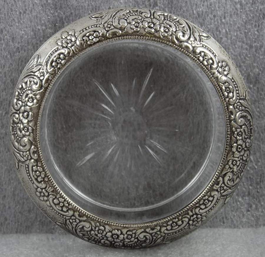 Botticelli (Sterling, 1949, Hollowware) Crystal Coaster with Sterling Rim by Frank Whiting-1