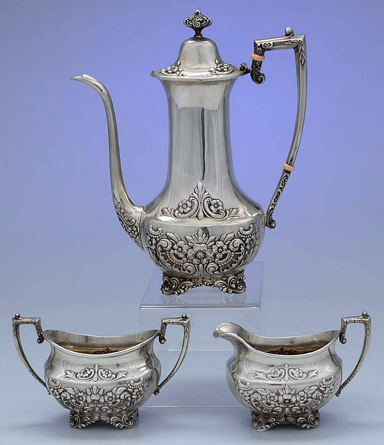 Botticelli (Sterling, 1949, Hollowware) 3 Pc Demi Set-(SCPM, SCRM, SSUOM) by Frank Whiting-1