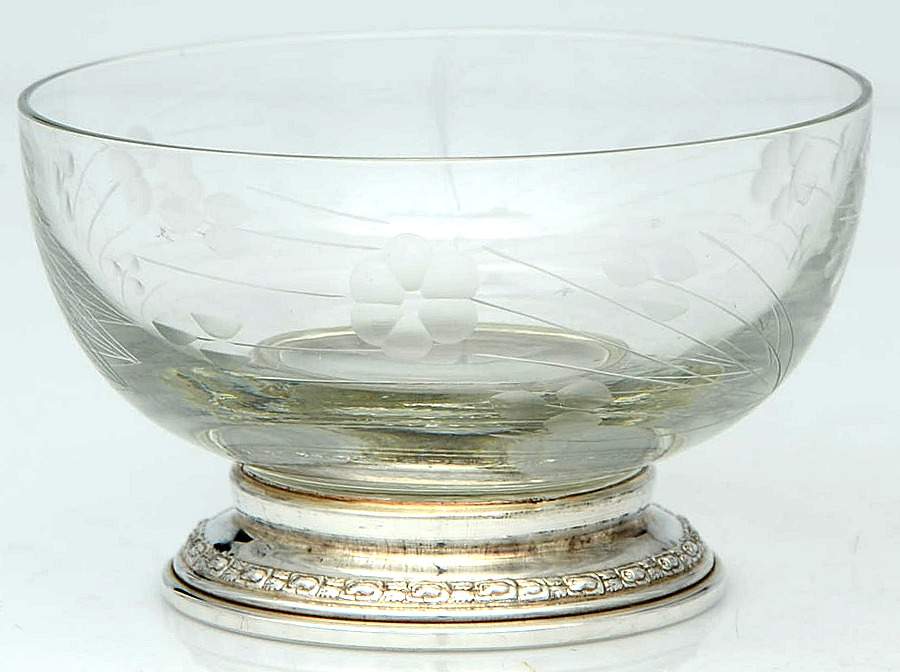 Talisman Rose (Sterling, 1948, Plain, Hollowwaree) Crystal and Sterling Bon Bon Bowl by Frank Whiting-1