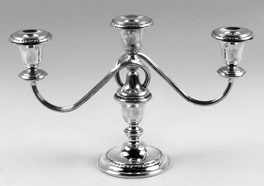 Talisman Rose (Sterling, 1948, Plain, Hollowwaree) Medium 3 Light Candelabra by Frank Whiting-1