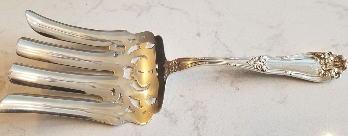 Champlain (Sterling, 1915) Large Solid Asparagus Serving Fork by Frank Whiting-1