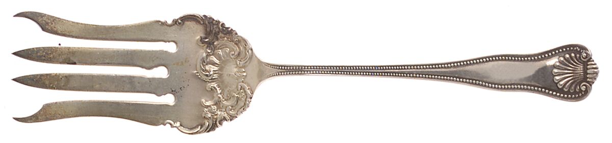 Newport Shell (Sterling, 1910) Solid Salad Serving Fork by Frank Smith-1