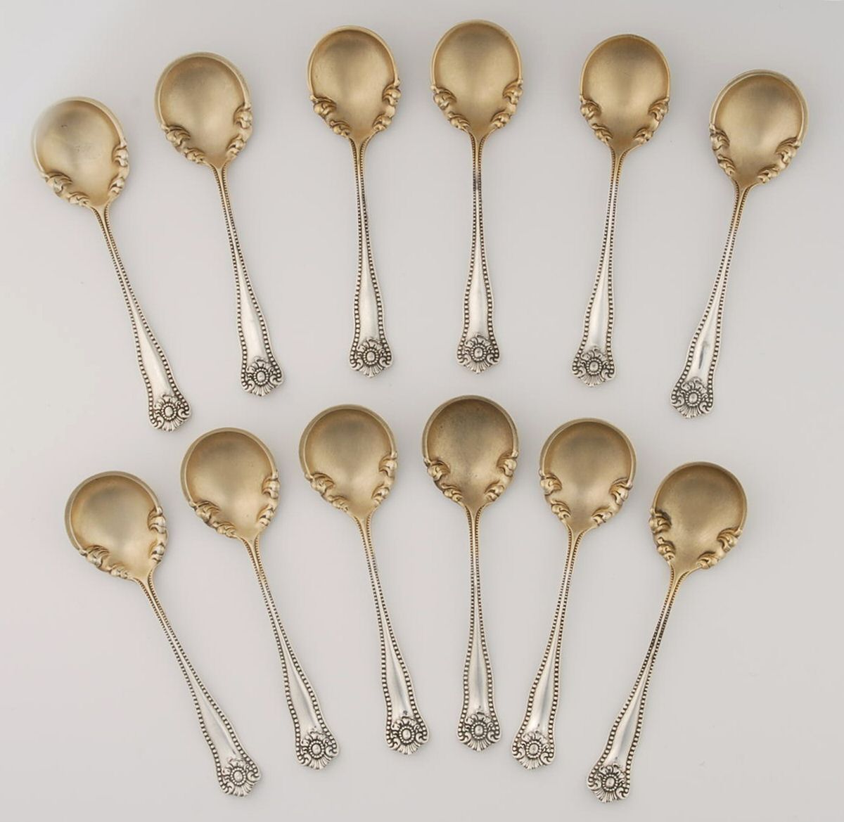 Newport Shell (Sterling, 1910) (Set of 12) Large Chocolate Spoons by Frank Smith-1