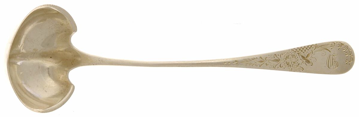 Lily-Engraved (Sterling, 1885) Solid Piece Cream Ladle by Frank Whiting-1