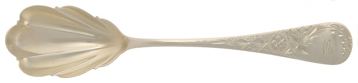 Lily-Engraved (Sterling, 1885) Sugar Shell Spoon by Frank Whiting-1
