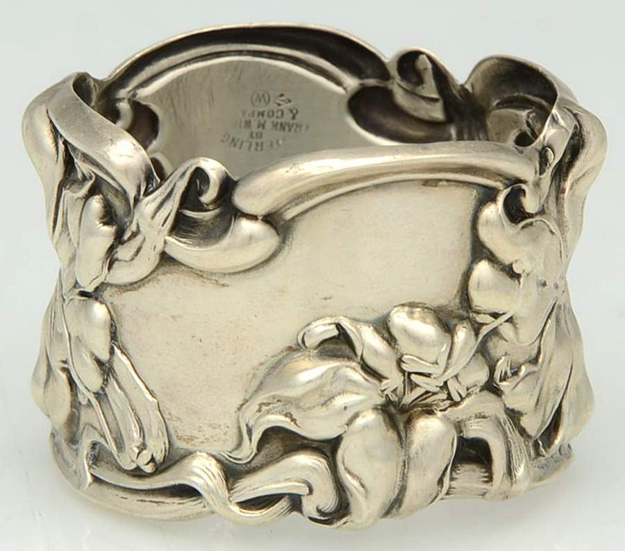 Lily-Floral (Sterling, Hollowware, Floral Border) Napkin Ring by Frank Whiting-1
