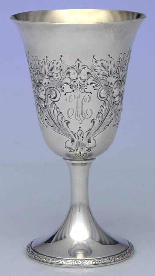 Lily-Floral (Sterling, Hollowware, Floral Border) Water Goblet by Frank Whiting-1