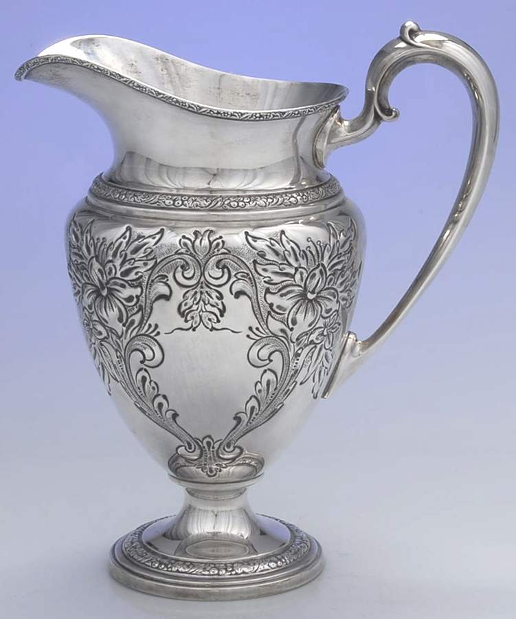 Lily-Floral (Sterling, Hollowware, Floral Border) 68 Oz Water Pitcher by Frank Whiting-1