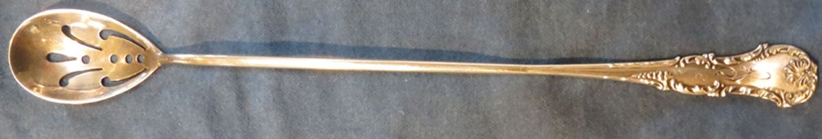 George III (Sterling, 1891) Pierced Bowl Long Handle Olive Spoon by Frank Whiting-1