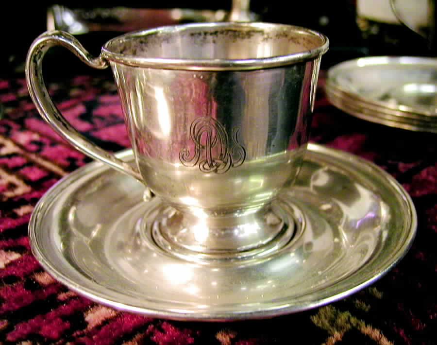 9200 (Sterling, Hollowware) Sterling Demitasse Cup and Saucer by Frank Whiting-1