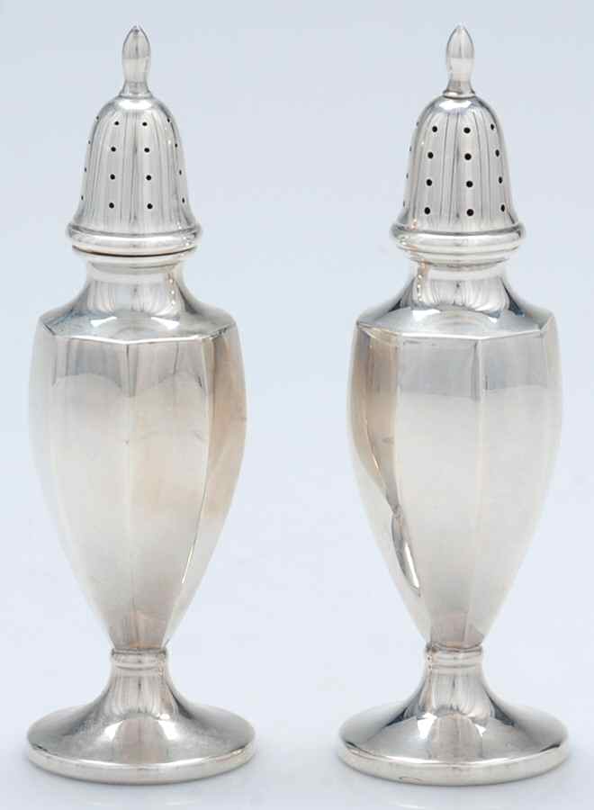 420 (Sterling, Hollowware) Salt and Pepper Set by Fisher Silversmiths-1