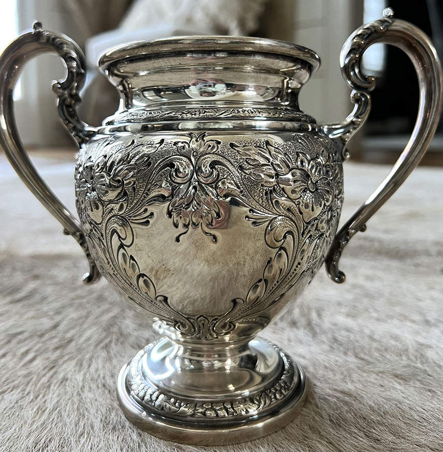 Lily-Floral (Sterling, Hollowware, Gadroon Border) Sugar Bowl No Lid by Frank Whiting-1