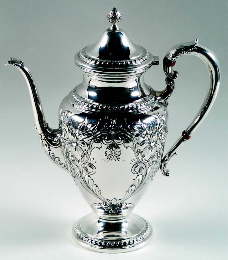 Lily-Floral (Sterling, Hollowware, Gadroon Border) Coffee Pot by Frank Whiting-1