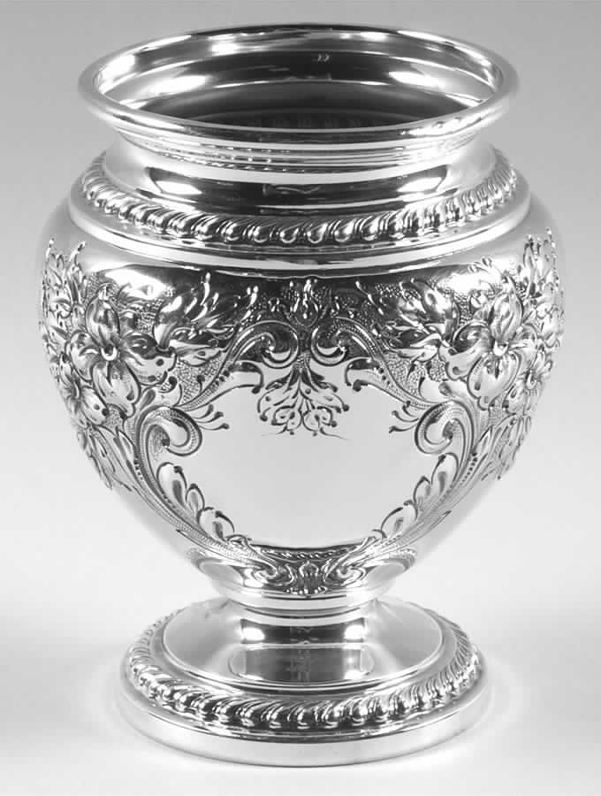 Lily-Floral (Sterling, Hollowware, Gadroon Border) Waste Bowl by Frank Whiting-1