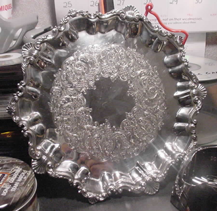 Silverplate Hollowware Round Silverplate Tray by Friedman-1