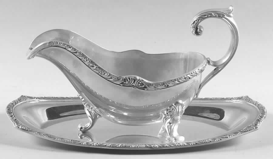 Processional (Silverplate, Hollowware) Plated Gravy Boat & Underplate by Fine Arts-1